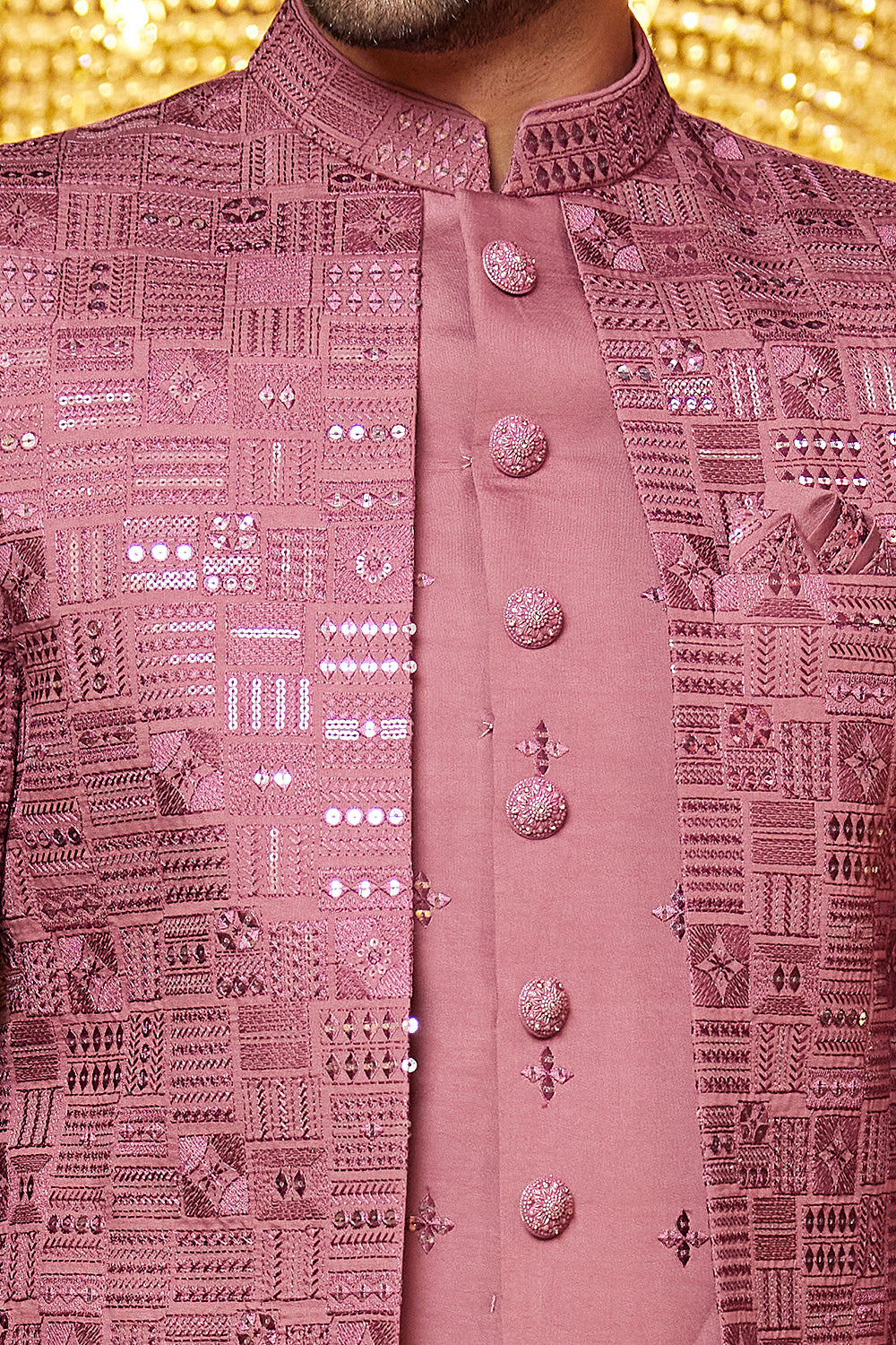 Onion Pink Art Silk Indo Western for Men (NMK-8261) - Nihal Fashions