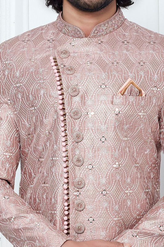 Onion Pink Art Silk Indo Western (NMK-7693) - Nihal Fashions