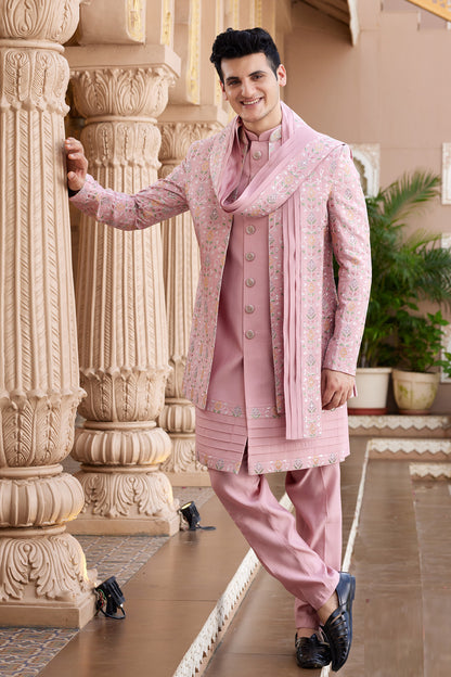 Onion Pink Art Silk Indo Western (NMK-8196) - Nihal Fashions