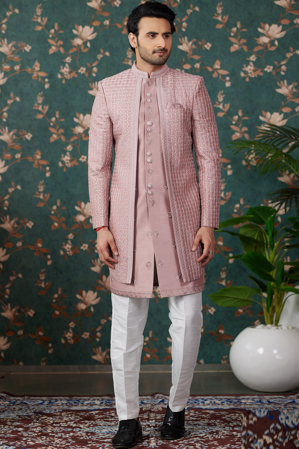 Onion Pink Art Silk Indo Western (NMK-8243) - Nihal Fashions