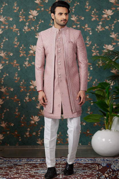 Onion Pink Art Silk Indo Western (NMK-8243) - Nihal Fashions