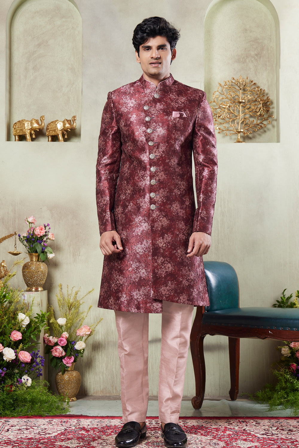 Onion Pink Art Silk Indo Western (NMK-8426) - Nihal Fashions