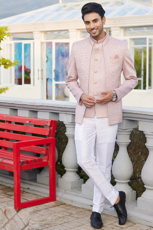 Onion Pink Art Silk Jodhpuri (NMK-8218) - Nihal Fashions