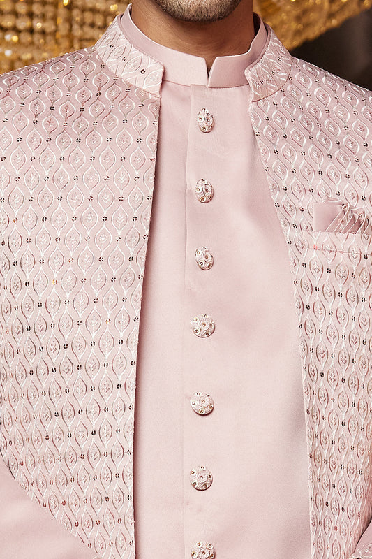 Onion Pink Art Silk Mens Indo Western (NMK-8257) - Nihal Fashions
