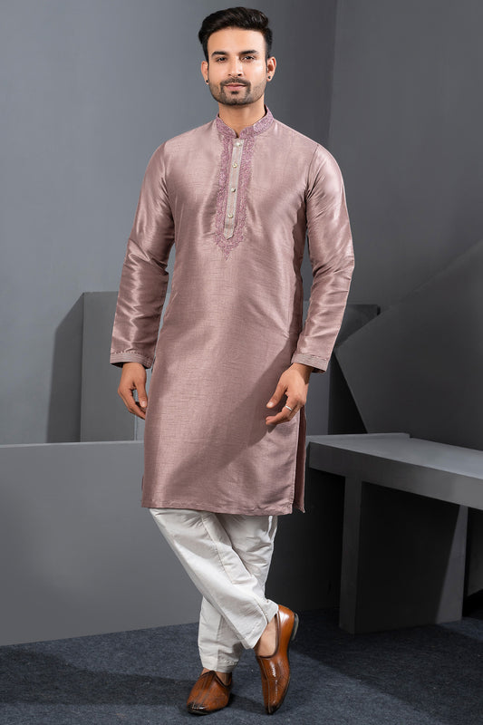 Onion Pink Banglori Silk Kurta Pajama (NMK-8729) - Nihal Fashions