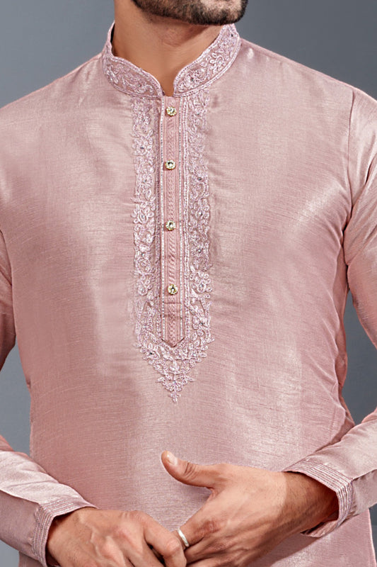 Onion Pink Banglori Silk Kurta Pajama (NMK-8746) - Nihal Fashions