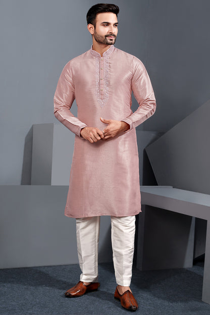 Onion Pink Banglori Silk Kurta Pajama (NMK-8746) - Nihal Fashions