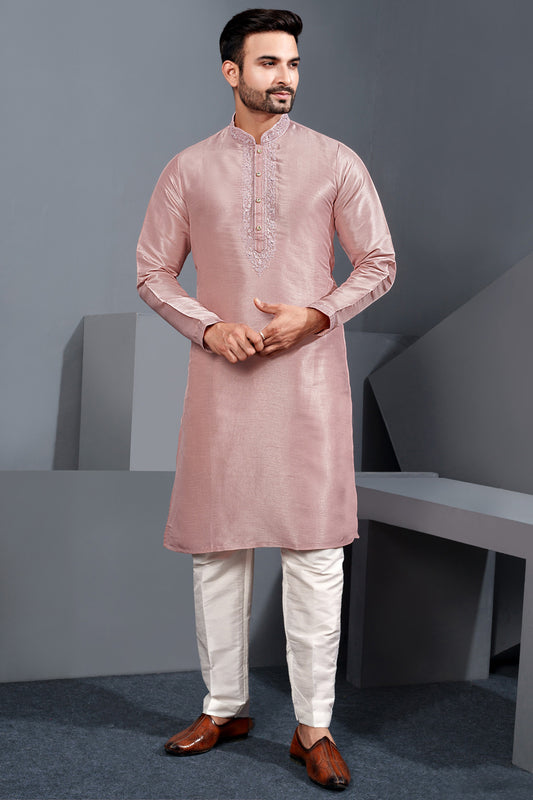 Onion Pink Banglori Silk Kurta Pajama (NMK-8746) - Nihal Fashions