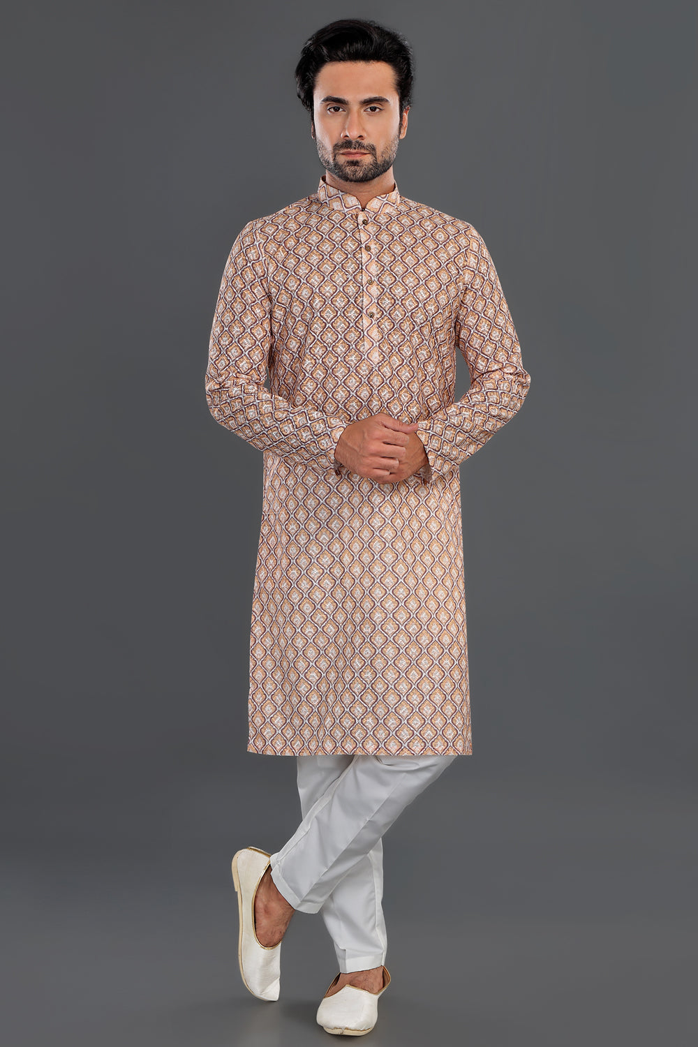 Orange Cotton Kurta Pajama (NMK-8127) - Nihal Fashions