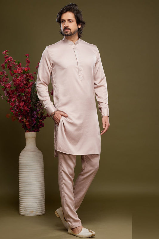 Peach Art Banarasi Silk Kurta Pajama (NMK-7077) - Nihal Fashions