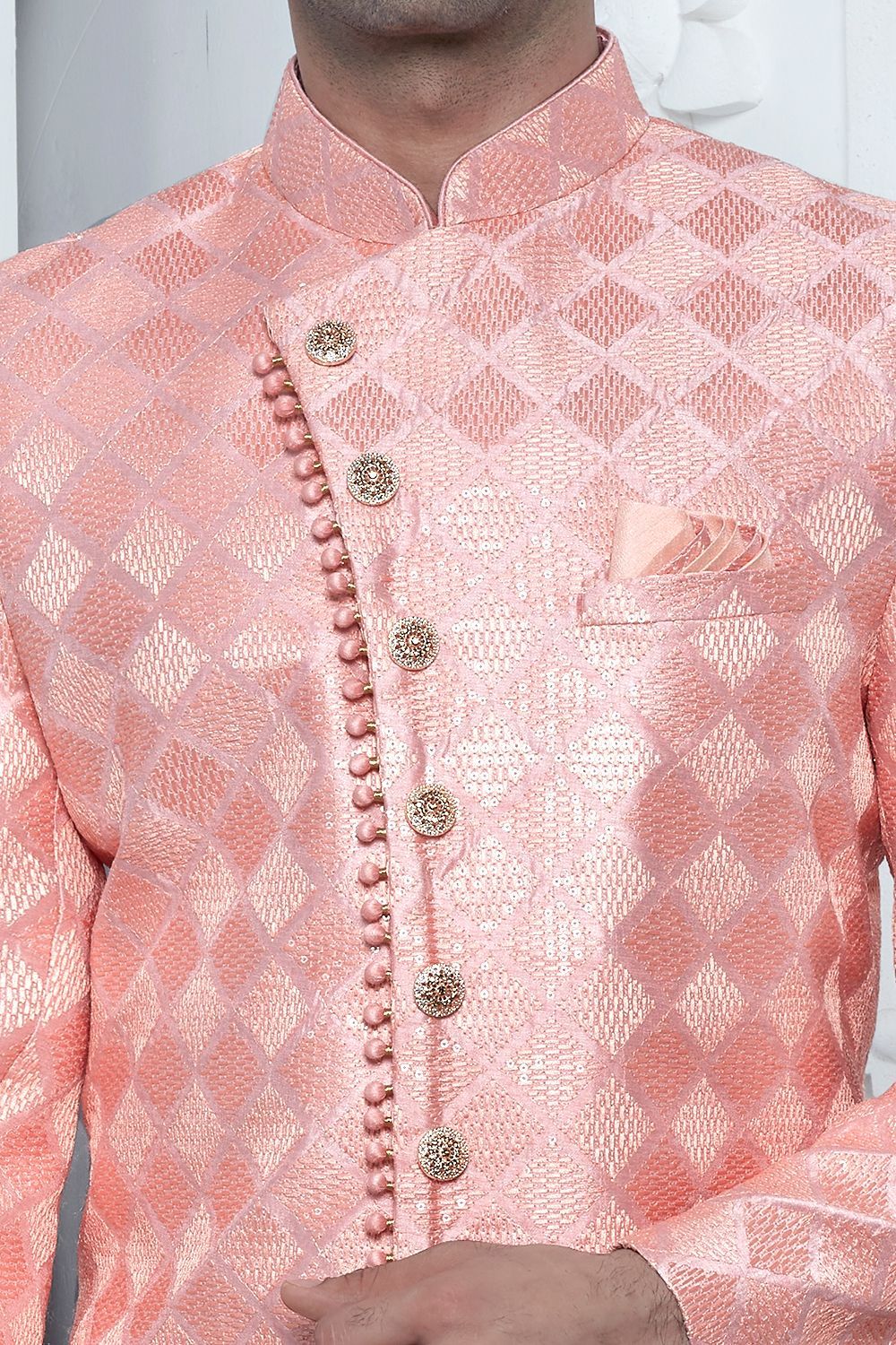Peach Art Silk Indo Western for Men (NMK-7704) - Nihal Fashions