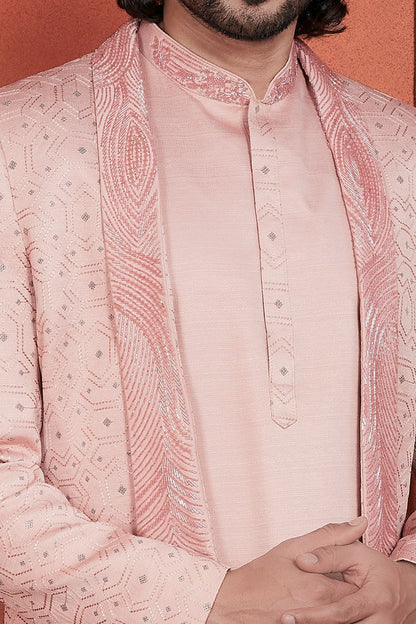 Peach Art Silk Indo Western (NMK-7676) - Nihal Fashions