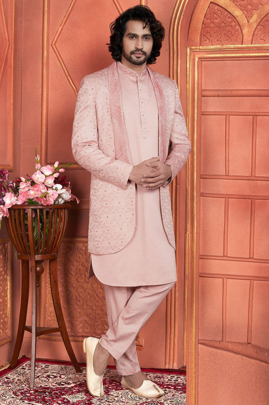 Peach Art Silk Indo Western (NMK-7676) - Nihal Fashions