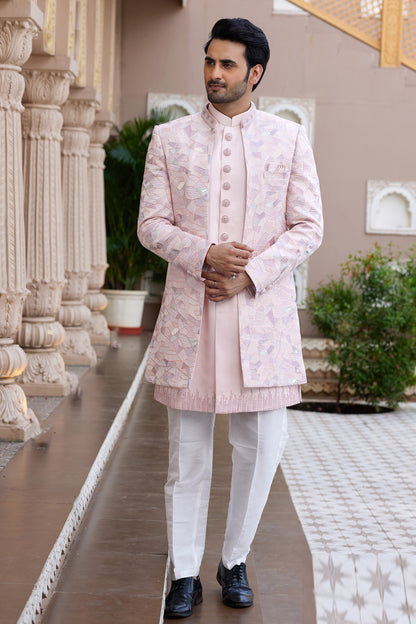 Peach Art Silk Indo Western (NMK-8200) - Nihal Fashions