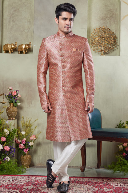 Peach Art Silk Indo Western (NMK-8422) - Nihal Fashions