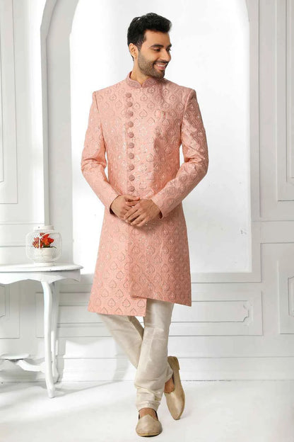 Peach Art Silk Sherwani (NMK-6266)
