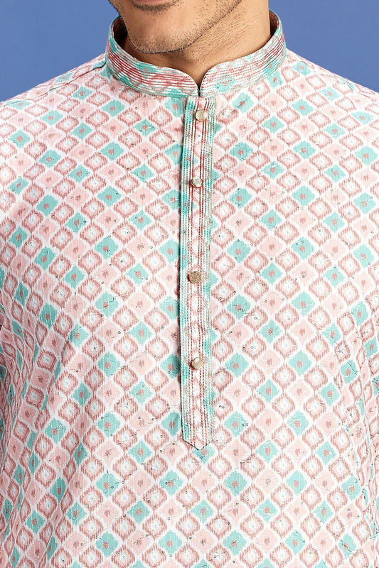 Peach Cotton Kurta Pajama (NMK-7531) - Nihal Fashions