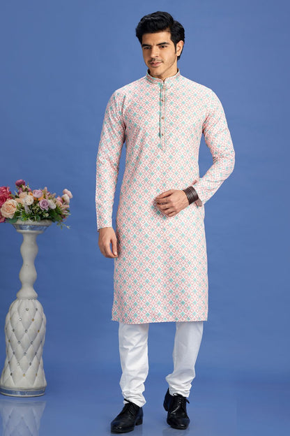 Peach Cotton Kurta Pajama (NMK-7531) - Nihal Fashions