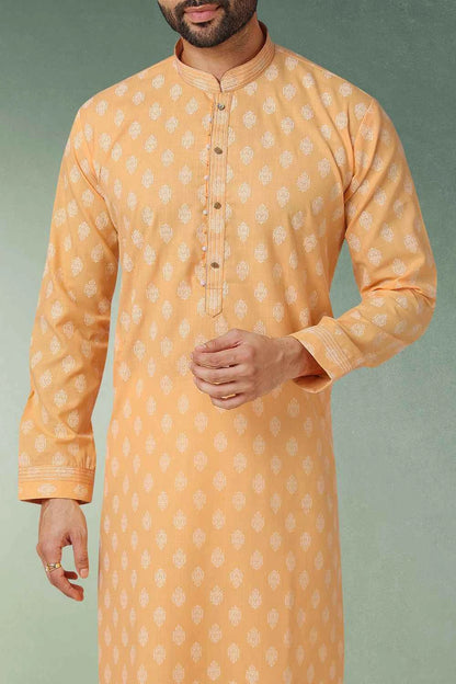 Peach Cotton Mens Kurta (NMK-5748)