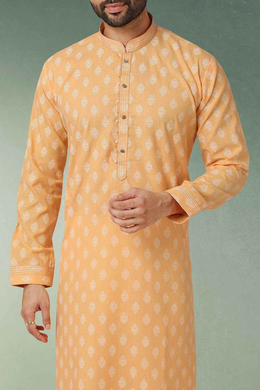 Peach Cotton Mens Kurta (NMK-5748)