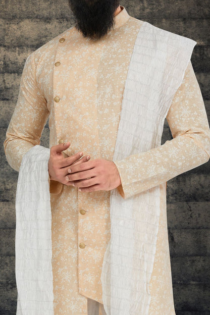 Peach Cotton Silk Indo Western (NMK-6788) - Nihal Fashions