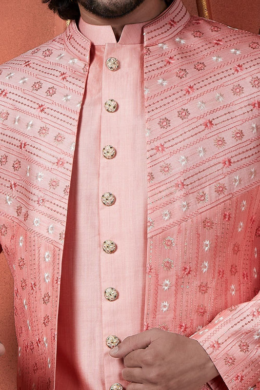 Pink Art Silk Indo Western for Men (NMK-7727) - Nihal Fashions