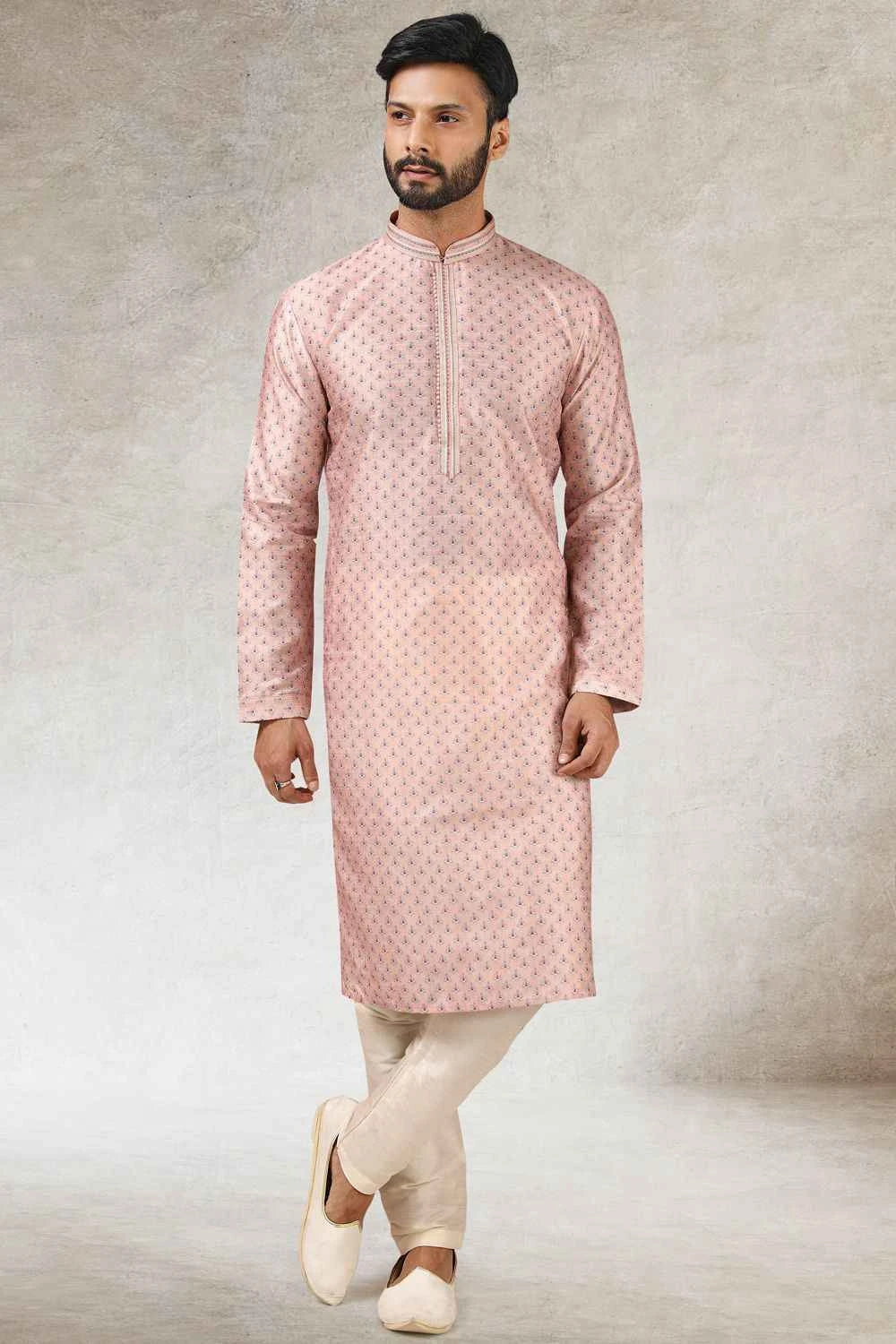 Pink Art Silk Kurta Pajama (NMK-5844)