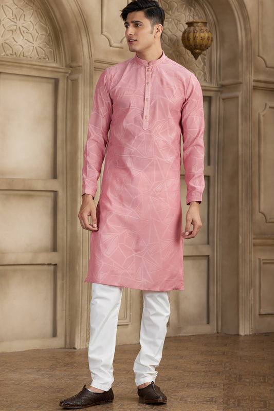 Pink Art Silk Kurta Pajama (NMK-8571) - Nihal Fashions