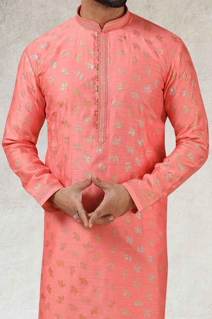 Pink Art Silk Kurtas for Men (NMK-5841)
