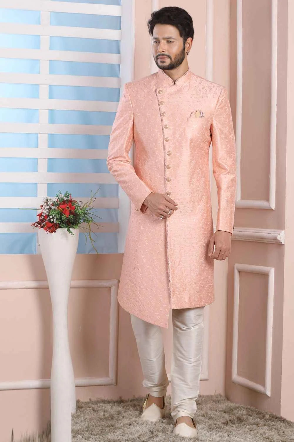 Pink Art Silk Mens Indo Western (NMK-6206)