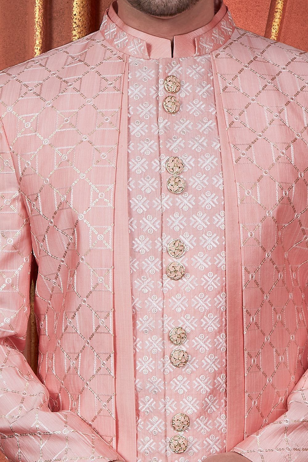 Pink Art Silk Mens Indo Western (NMK-7720) - Nihal Fashions