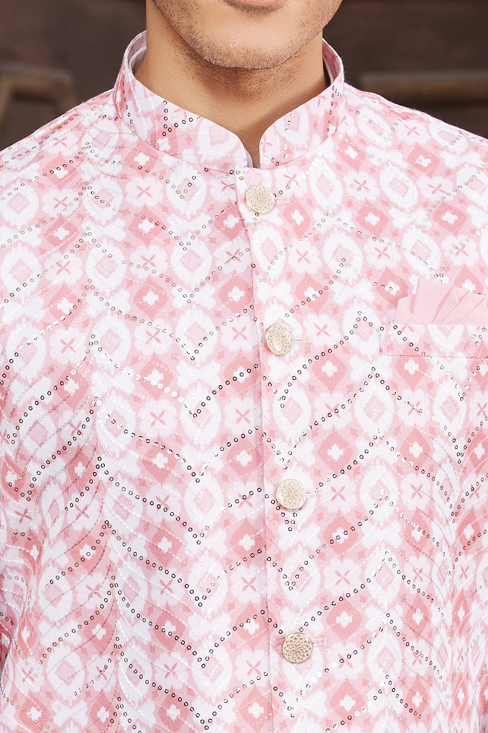 Pink Art Silk Nehru Jacket (NMK-7946) - Nihal Fashions