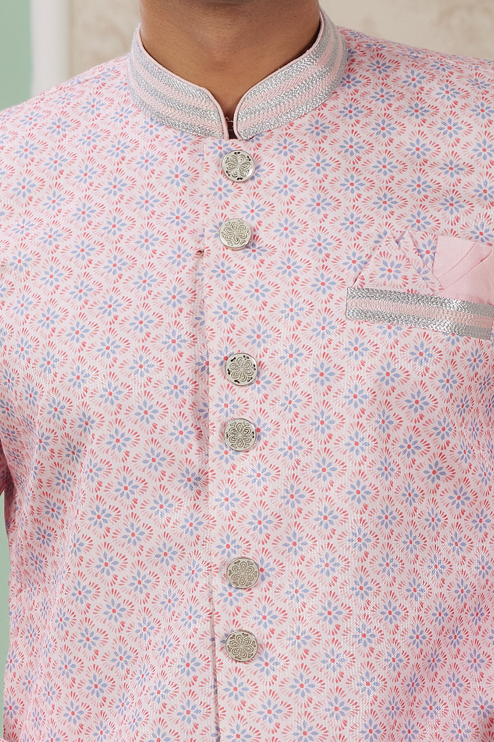 Pink Banarasi Jaquard Indo Western (NMK-8583) - Nihal Fashions