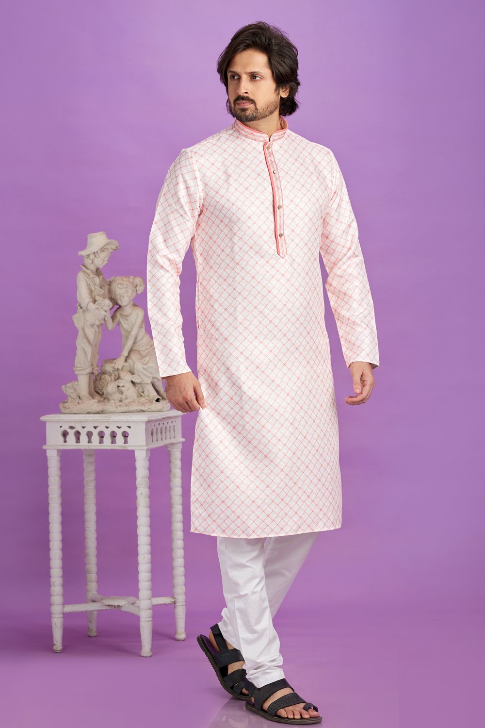 Pink Cotton Kurta Pajama (NMK-7550) - Nihal Fashions