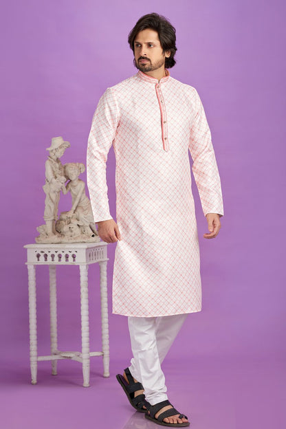 Pink Cotton Kurta Pajama (NMK-7550) - Nihal Fashions