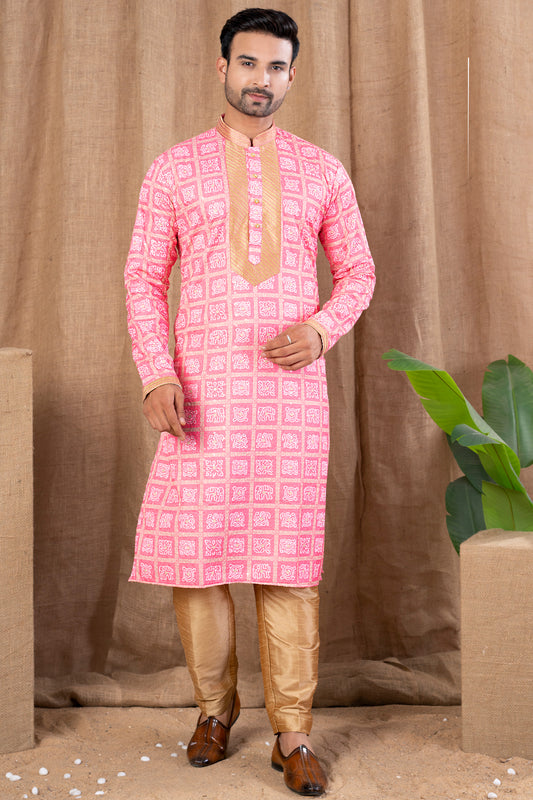 Pink Cotton Kurta Pajama (NMK-8521) - Nihal Fashions