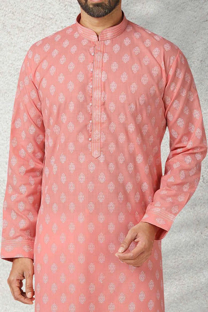 Pink Cotton Mens Kurta Pajama (NMK-5751)