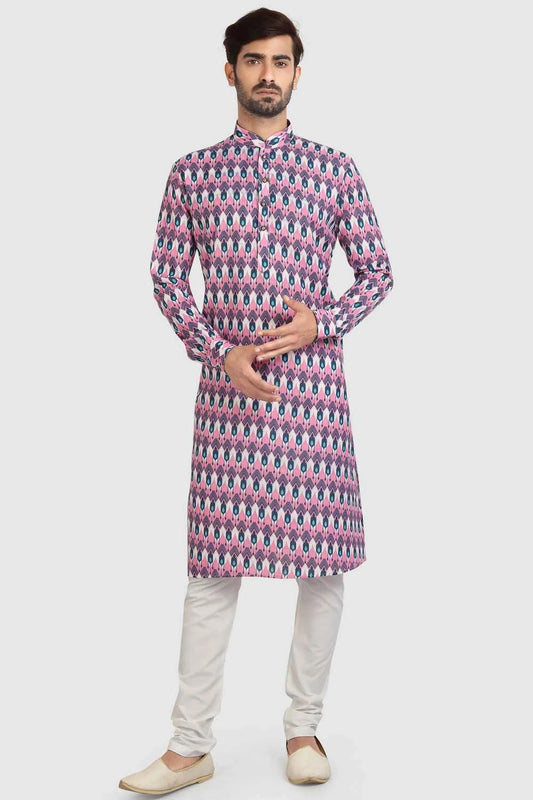 Pink Cotton Printed Kurta Pajama (NMK-5725)