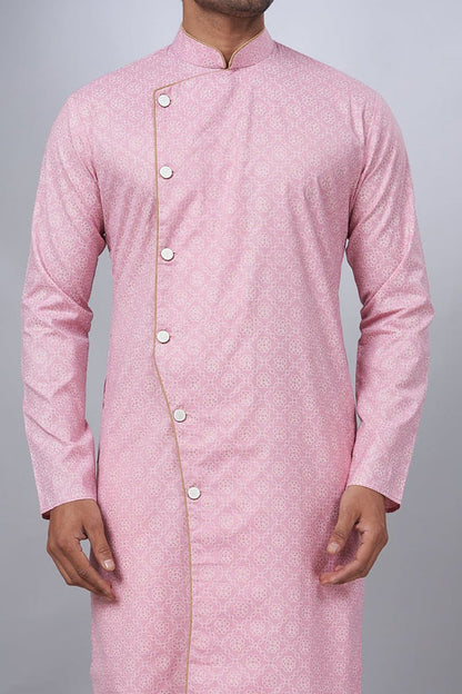 Pink Cotton Printed Mens Indo Western (NMK-6942) - Nihal Fashions