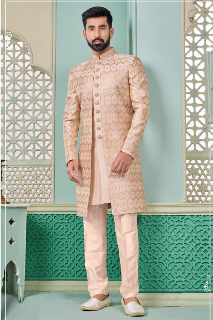 Pink Embroidered Art Silk Indo Western (NMK-7659) - Nihal Fashions