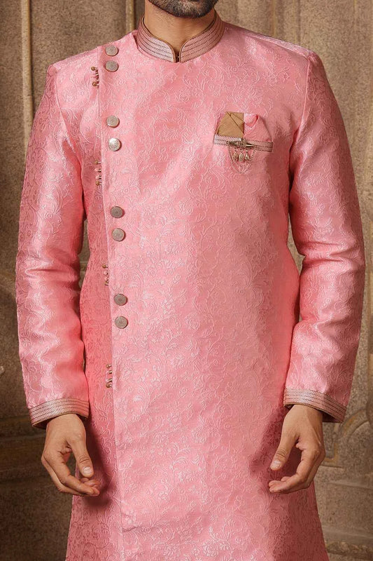 Pink Jaquard Indo Western for Mens (NMK-5311)