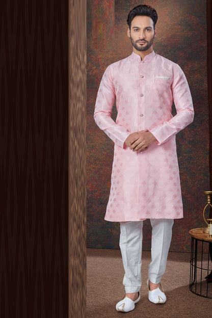Pink Jaquard Indo Western (NMK-7863) - Nihal Fashions