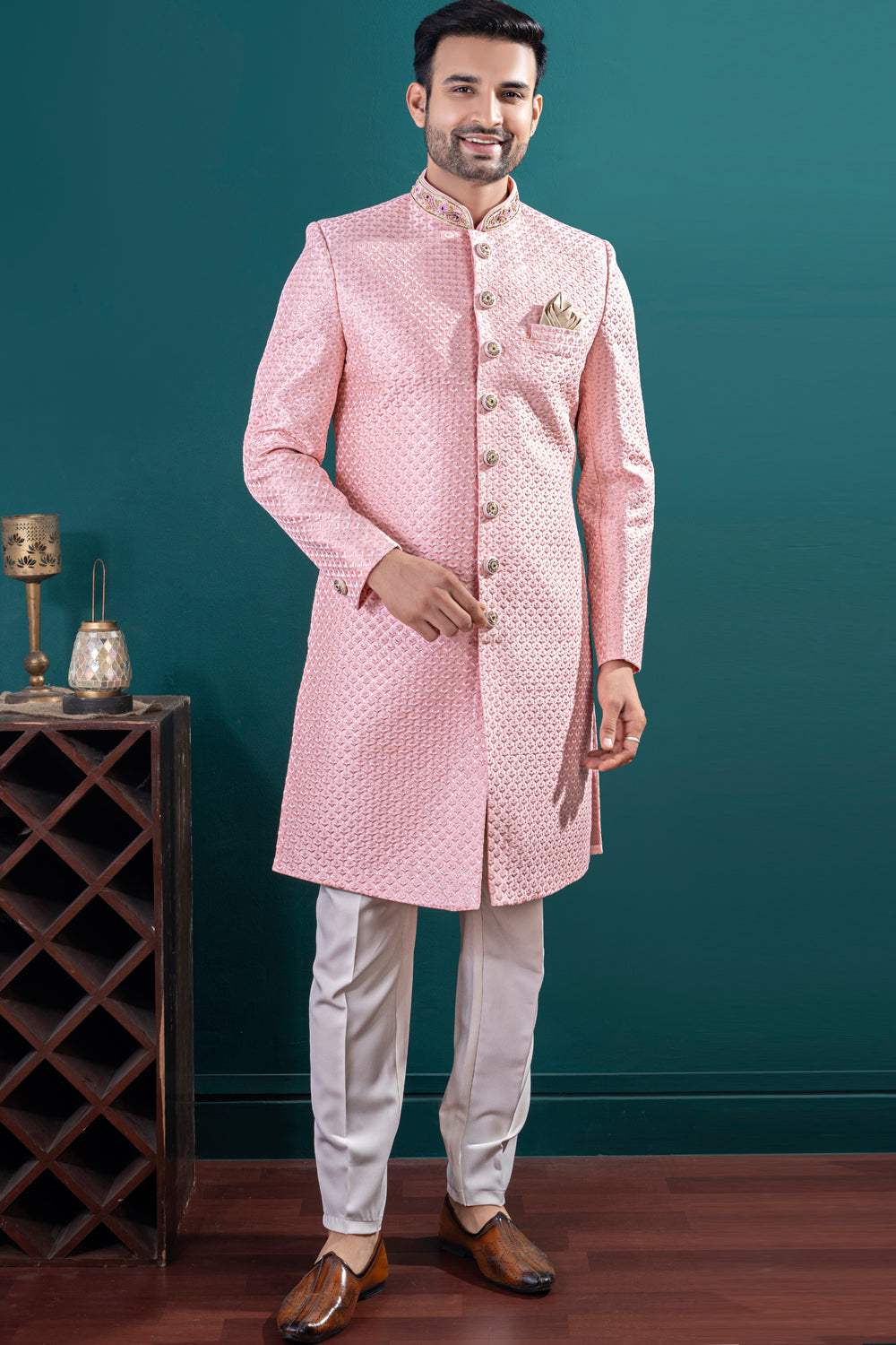 Pink Lucknowi Indo Western (NMK-8454) - Nihal Fashions