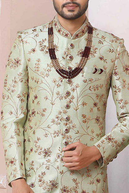 Pista Green Art Banarasi Silk Sherwani (NMK-5956)