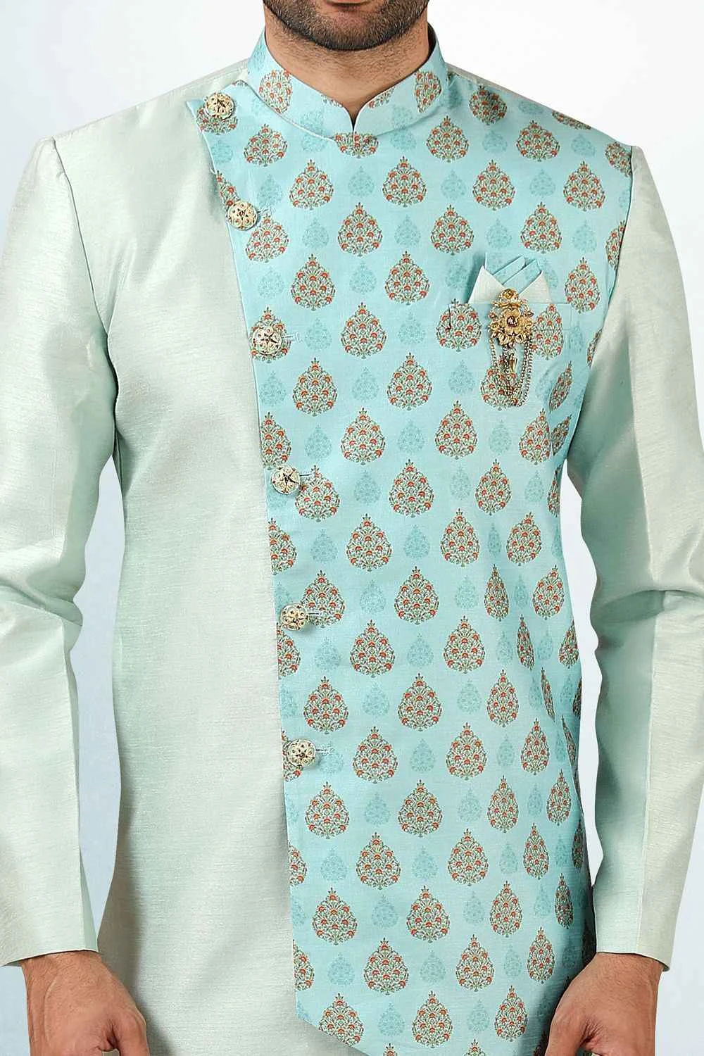Pista Green Art Silk Indo Western (NMK-5813)