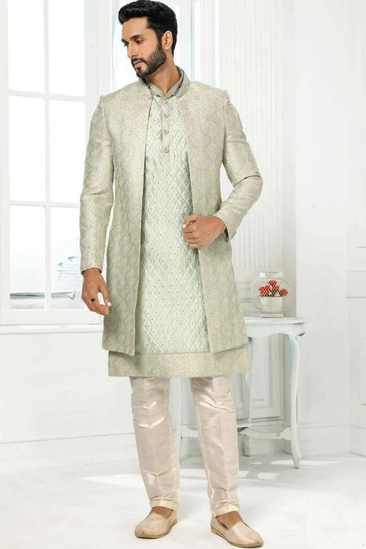 Pista Green Art Silk Indo Western (NMK-6272)