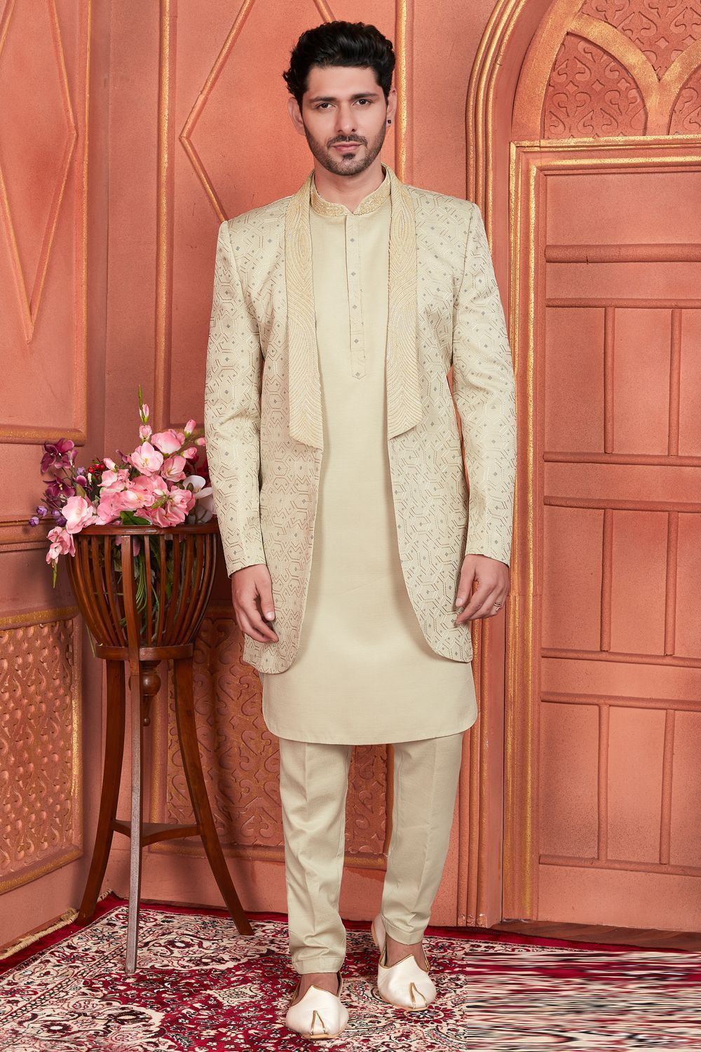 Pista Green Art Silk Indo Western (NMK-7678) - Nihal Fashions