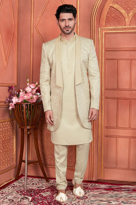Pista Green Art Silk Indo Western (NMK-7678) - Nihal Fashions