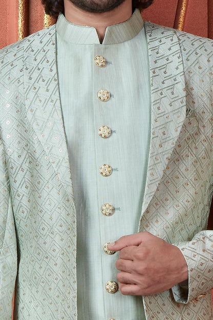 Pista Green Art Silk Indo Western (NMK-7723) - Nihal Fashions
