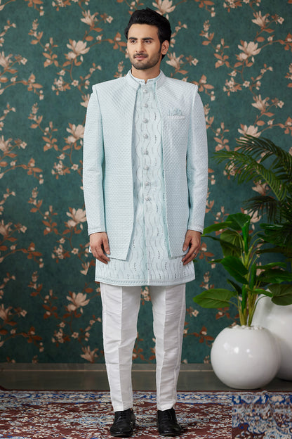 Pista Green Art Silk Indo Western (NMK-8242) - Nihal Fashions
